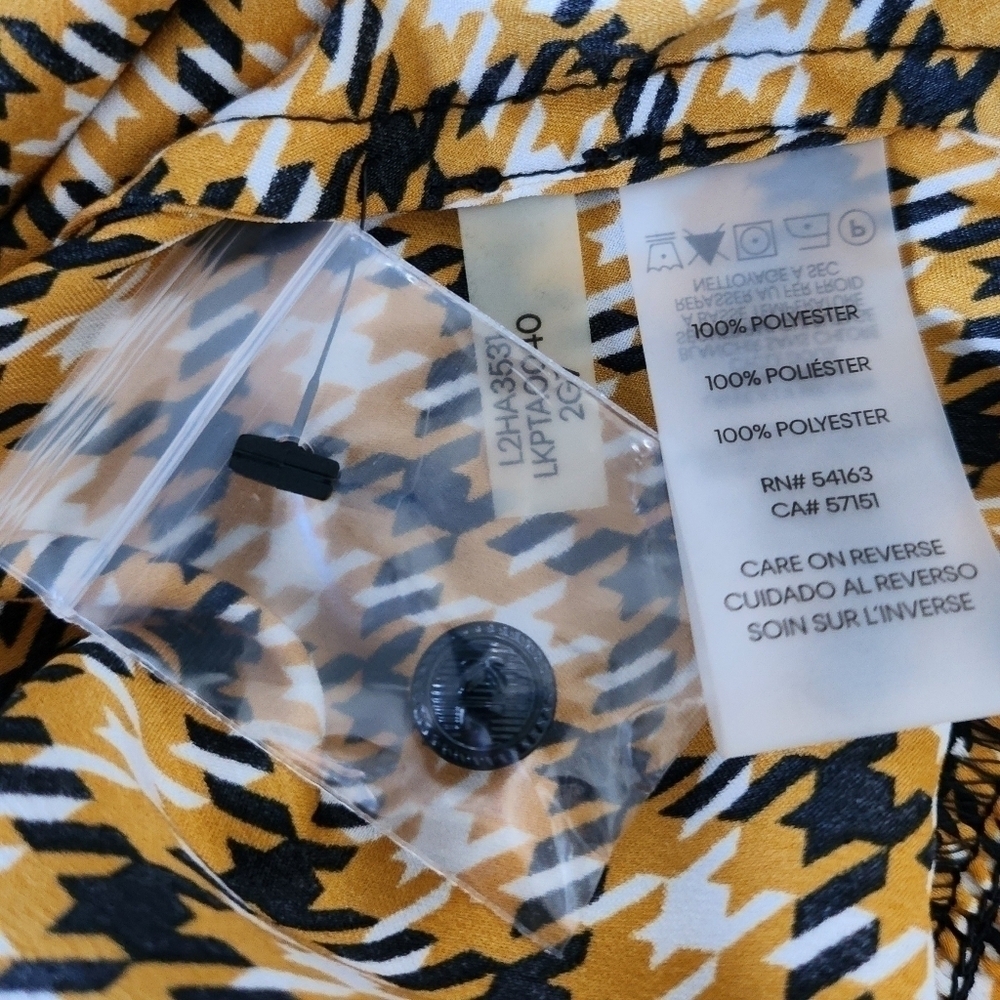 Karl Lagerfeld womens yellow, black, white design blouse size X-small - Picture 6 of 6